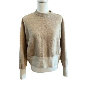 H&M colorbloc knit  sweater tan size small